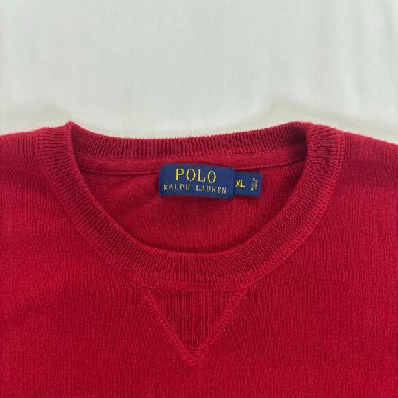Polo Ralph Lauren Red Crewneck Sweater Men's XL Sweatshirt Embroidered Pony - Picture 4 of 5